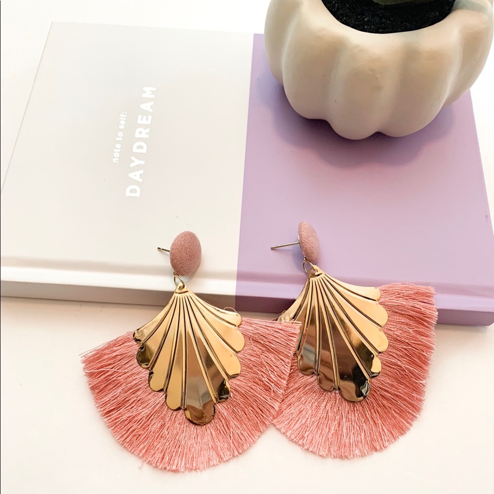 HP π Pink and Gold Tassel Earrings - Picture 1 of 3